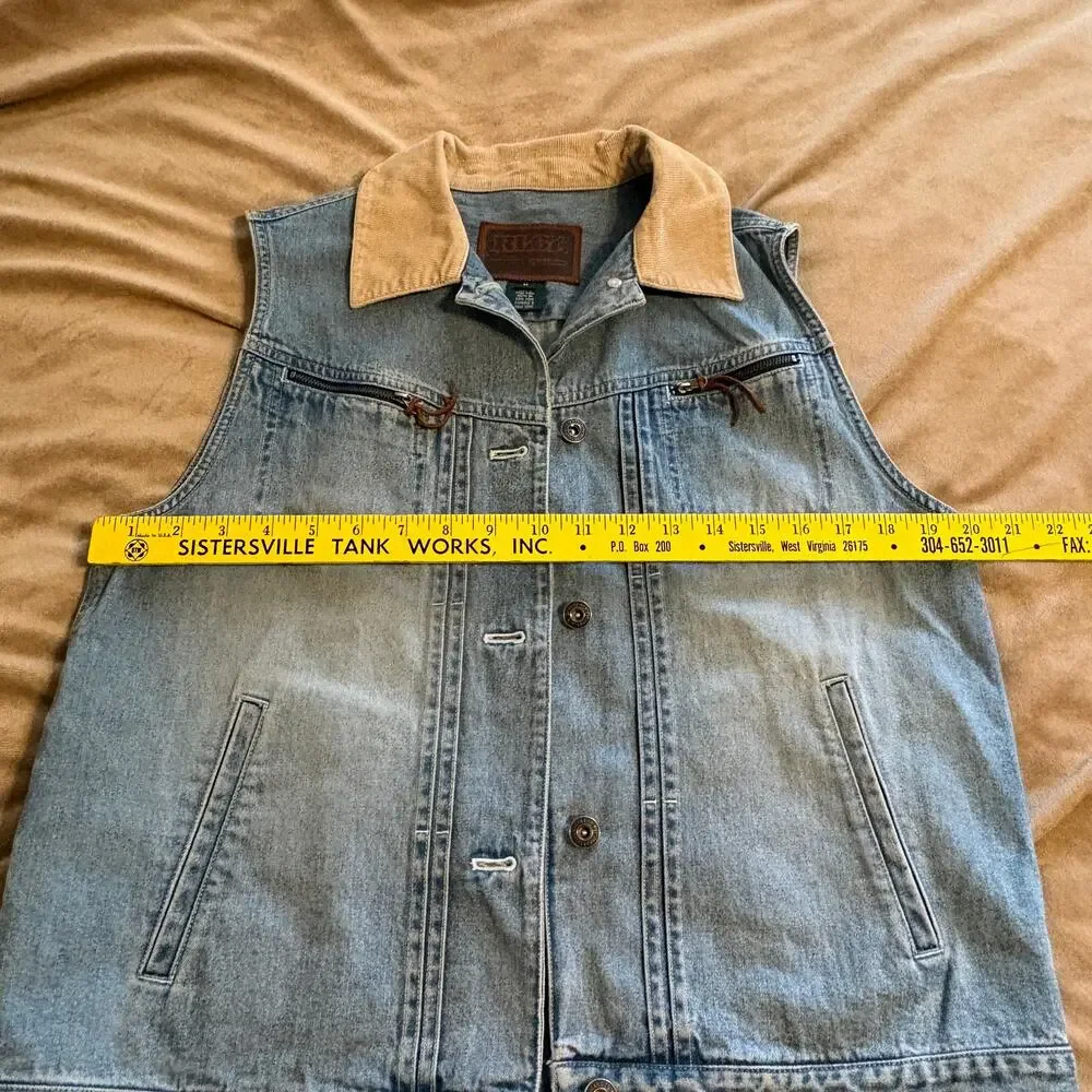 RL67 Ralph Lauren Denim Vest Corduroy Collar Cowgirl Western Cowgirlcore M